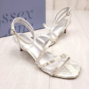 Essex Lane Animal Print Ivory/Silver Strappy Shoes
